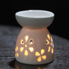 Ceramic Essential Oil Burner Hollowed Flower Heart Pattern Candle Holder Porcelain Aromatherapy Lamp Home Decor