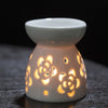 Ceramic Essential Oil Burner Hollowed Flower Heart Pattern Candle Holder Porcelain Aromatherapy Lamp Home Decor