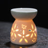 Ceramic Essential Oil Burner Hollowed Flower Heart Pattern Candle Holder Porcelain Aromatherapy Lamp Home Decor