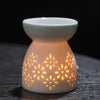 Ceramic Essential Oil Burner Hollowed Flower Heart Pattern Candle Holder Porcelain Aromatherapy Lamp Home Decor