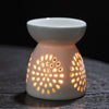 Ceramic Essential Oil Burner Hollowed Flower Heart Pattern Candle Holder Porcelain Aromatherapy Lamp Home Decor