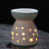 Ceramic Essential Oil Burner Hollowed Flower Heart Pattern Candle Holder Porcelain Aromatherapy Lamp Home Decor