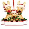 Personalized Cartoon PVC Christmas Reindeer Family Hanging Ornament With DIY Name Banner Reindeer Pendant For Christmas Tree Decoration