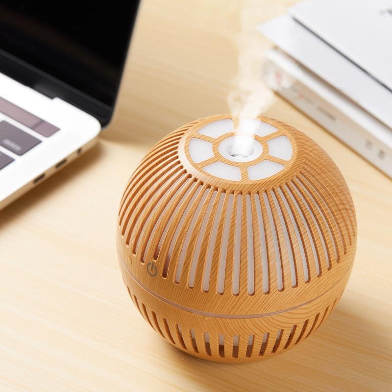 Modern NEW TREND Handmade Print Colorful Rose Mini USB Aroma Essential Oil Diffuser Ultrasonic Air Humidifier Mist Maker Aroma  7 Color LED Light Home Office Decor Diffuser for Living room and Bedroom