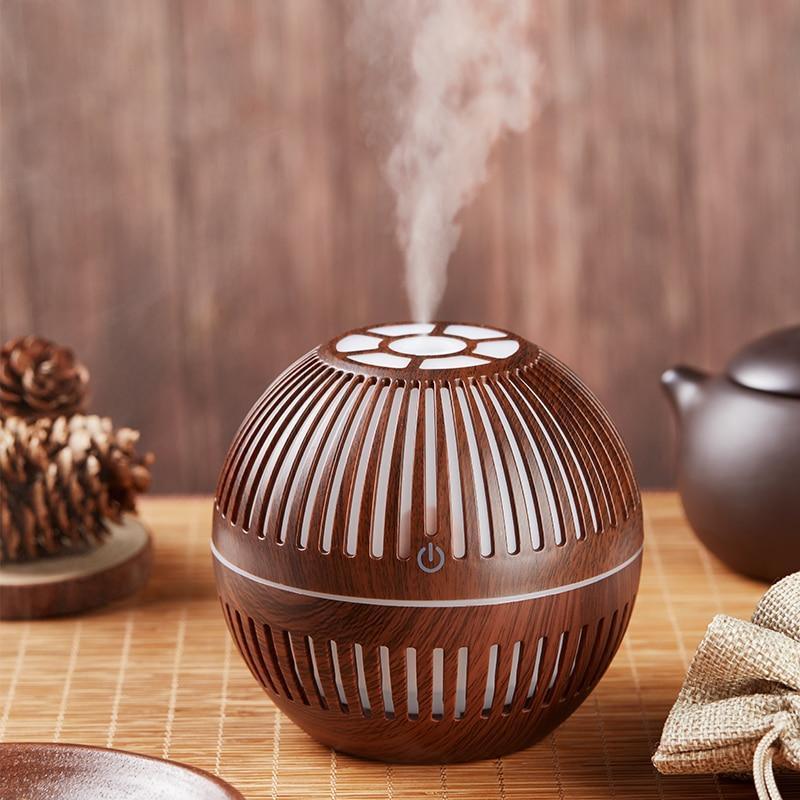 Modern NEW TREND Handmade Print Colorful Rose Mini USB Aroma Essential Oil Diffuser Ultrasonic Air Humidifier Mist Maker Aroma  7 Color LED Light Home Office Decor Diffuser for Living room and Bedroom