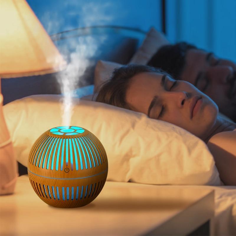 Modern NEW TREND Handmade Print Colorful Rose Mini USB Aroma Essential Oil Diffuser Ultrasonic Air Humidifier Mist Maker Aroma  7 Color LED Light Home Office Decor Diffuser for Living room and Bedroom