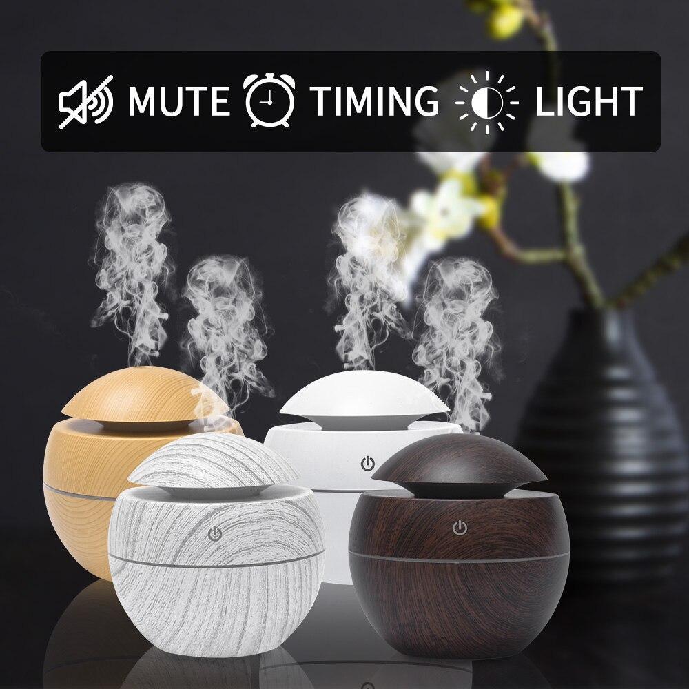 Modern NEW TREND Handmade Print Colorful Rose Mini USB Aroma Essential Oil Diffuser Ultrasonic Air Humidifier Mist Maker Aroma  7 Color LED Light Home Office Decor Diffuser for Living room and Bedroom