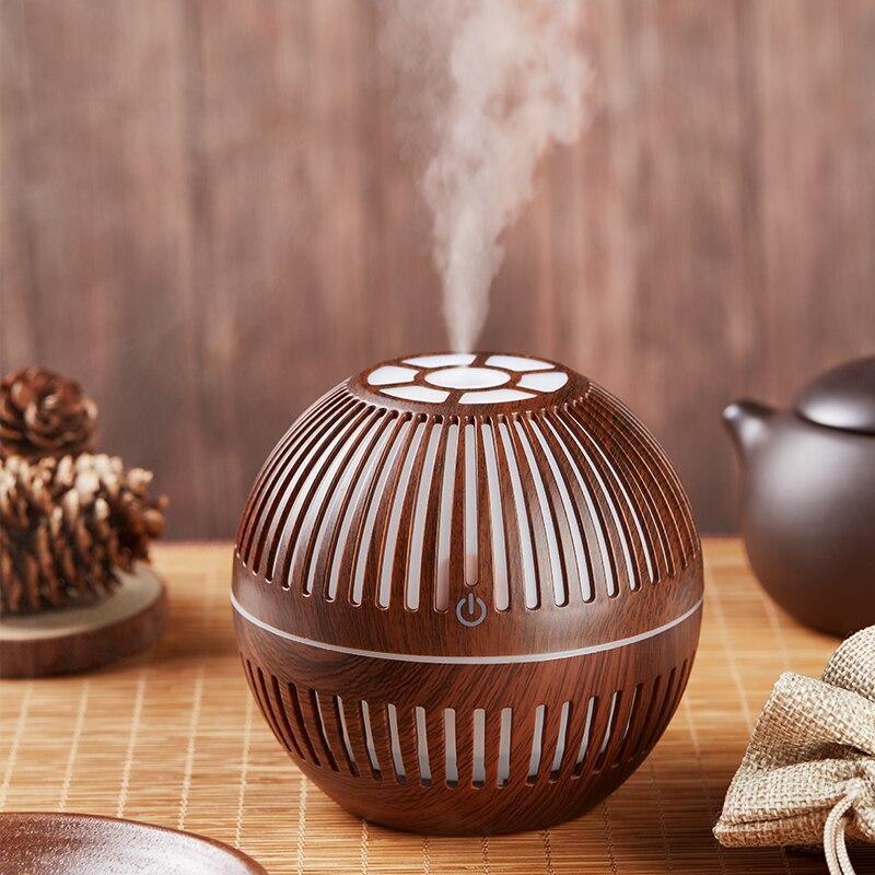Modern NEW TREND Handmade Print Colorful Rose Mini USB Aroma Essential Oil Diffuser Ultrasonic Air Humidifier Mist Maker Aroma  7 Color LED Light Home Office Decor Diffuser for Living room and Bedroom