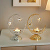 Crescent Moon Star Metal Candle Holder Hollow Out Incense Burner Ramadan Eid Decor Middle Eastern Desktop Ornament Gold