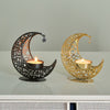 Crescent Moon Star Metal Candle Holder Hollow Out Incense Burner Ramadan Eid Decor Middle Eastern Desktop Ornament Gold