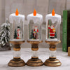 Christmas LED Candle Light Water Filled Snowing Glitter Santa Snowman Retro Ornament Flickering Flame Holiday Decor