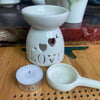 Ceramic Essential Oil Burner Hollowed Flower Heart Pattern Candle Holder Porcelain Aromatherapy Lamp Home Decor