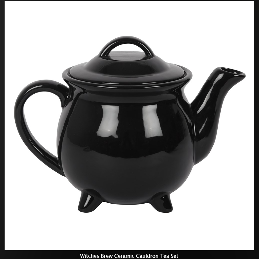 Witches Brew Ceramic Cauldron Tea Set