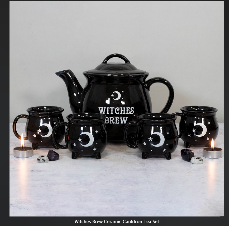 Witches Brew Ceramic Cauldron Tea Set