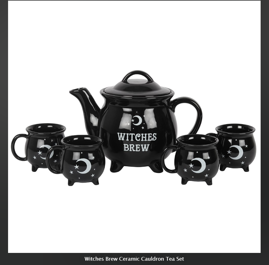 Witches Brew Ceramic Cauldron Tea Set